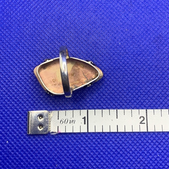 Fun Freeform Brecciated Jasper Ring! .925 Sterling Silver Overlay, Size 7 - Picture 13 of 14